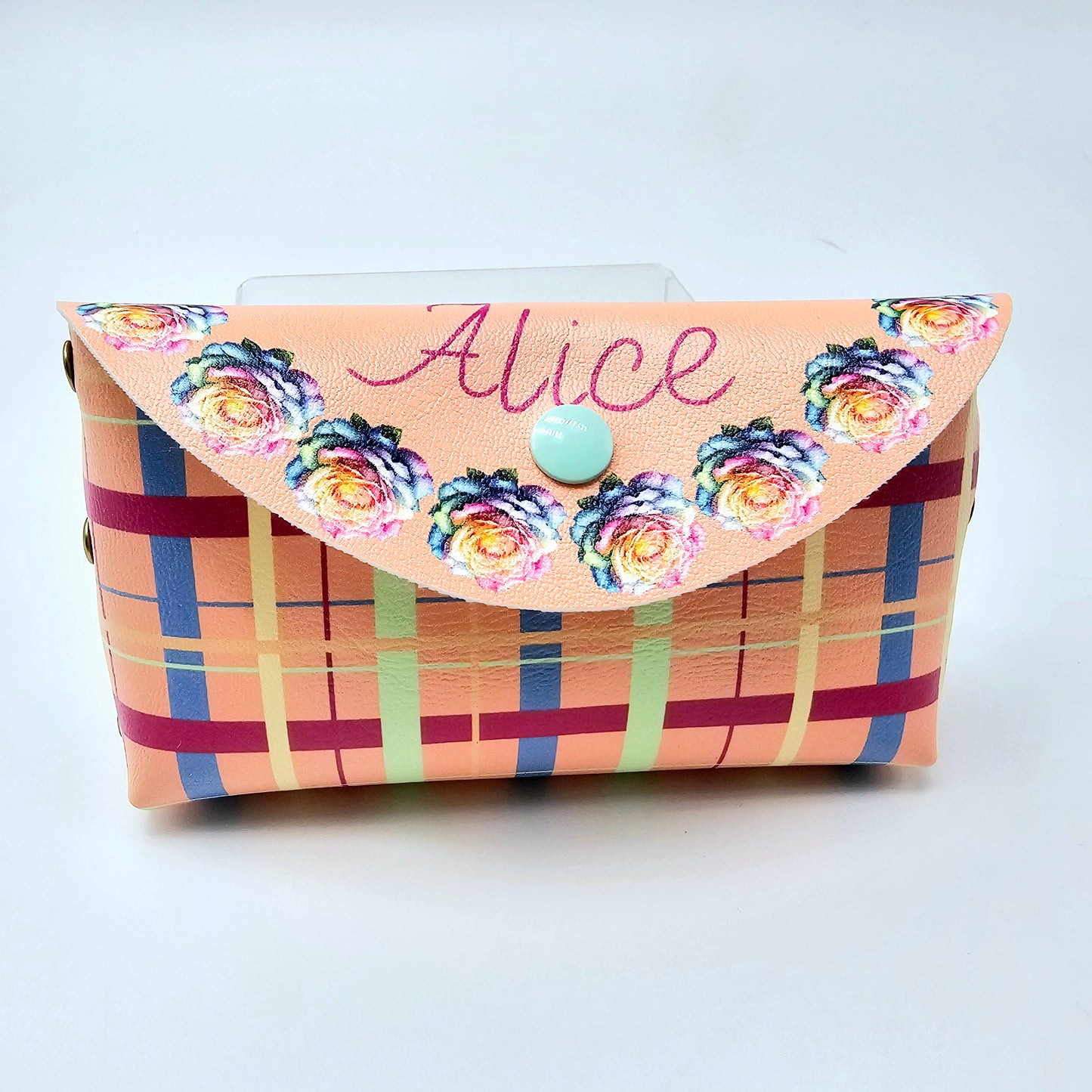 Personalised Rose and Tartan Mini Clutch