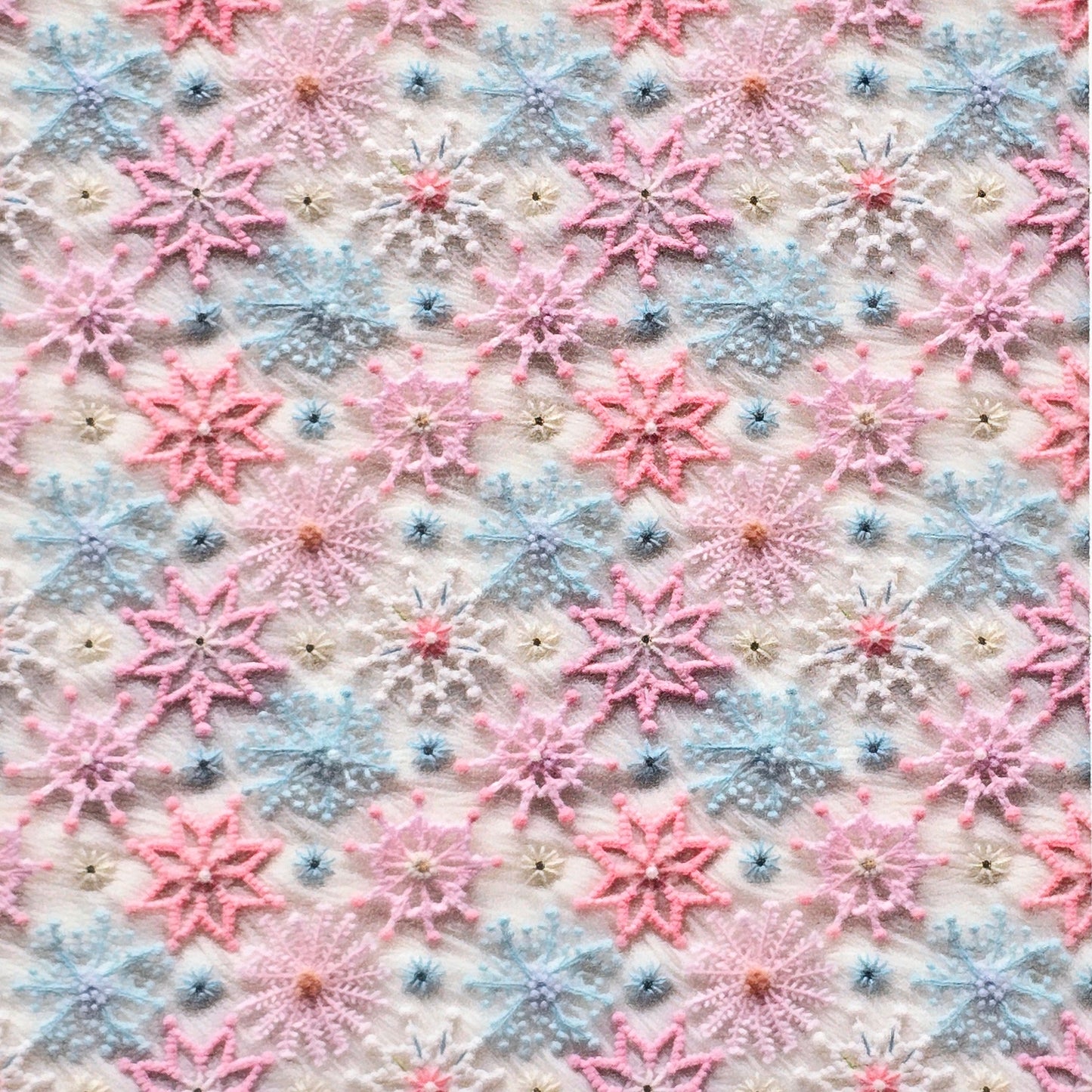 Embroidery Snowflakes on Fur Artisan Leatherette