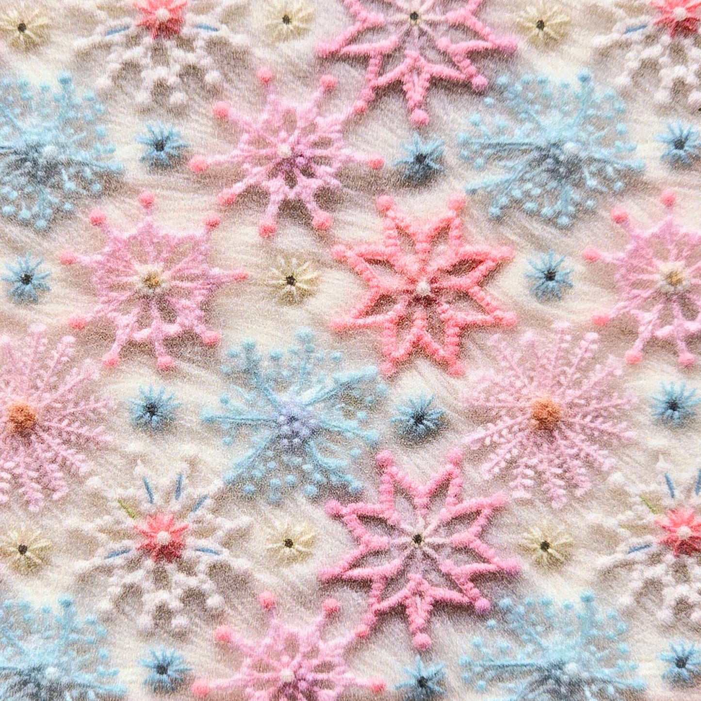 Embroidery Snowflakes on Fur Artisan Leatherette