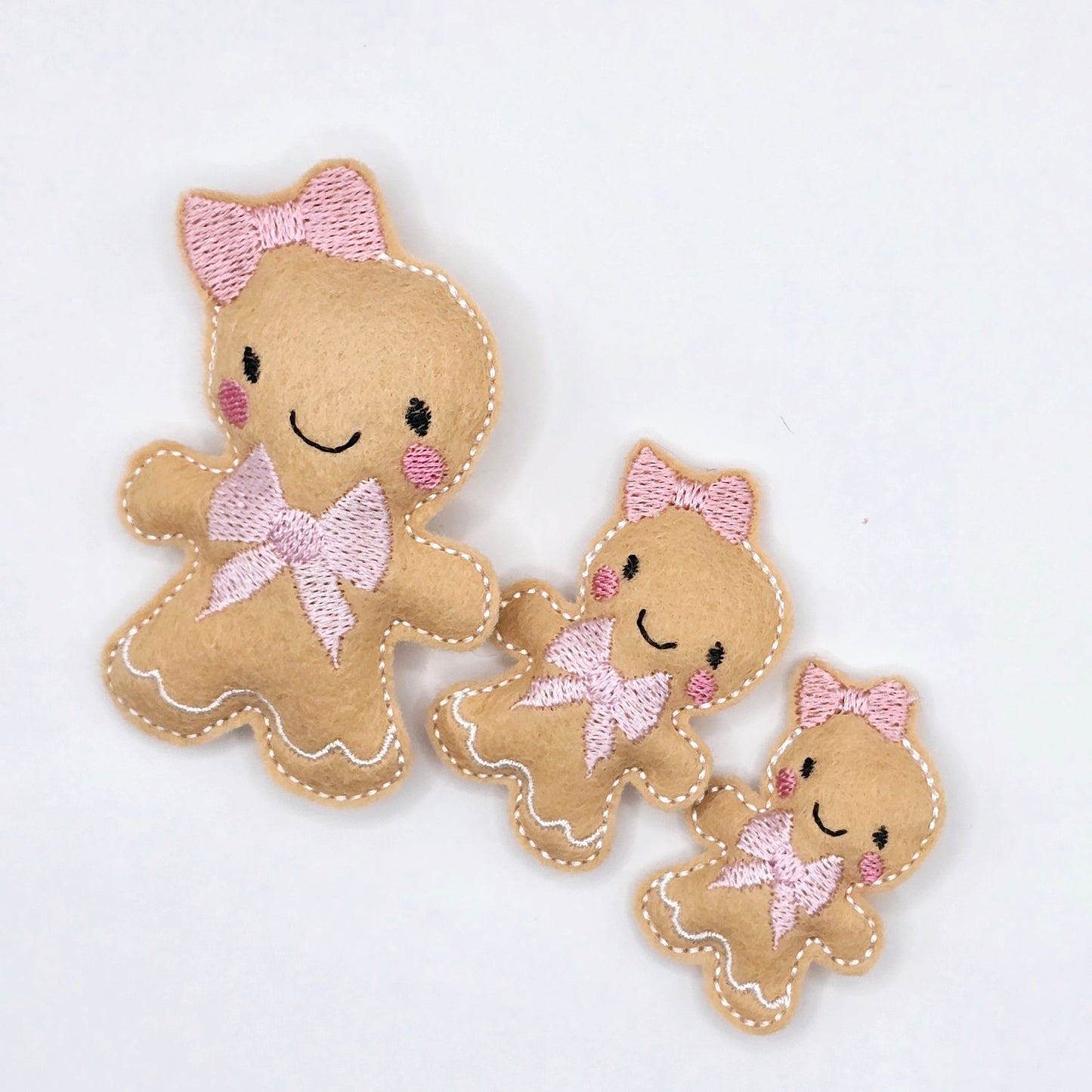 Gingerbread with Pink Bows Stuffies / Strip of 2