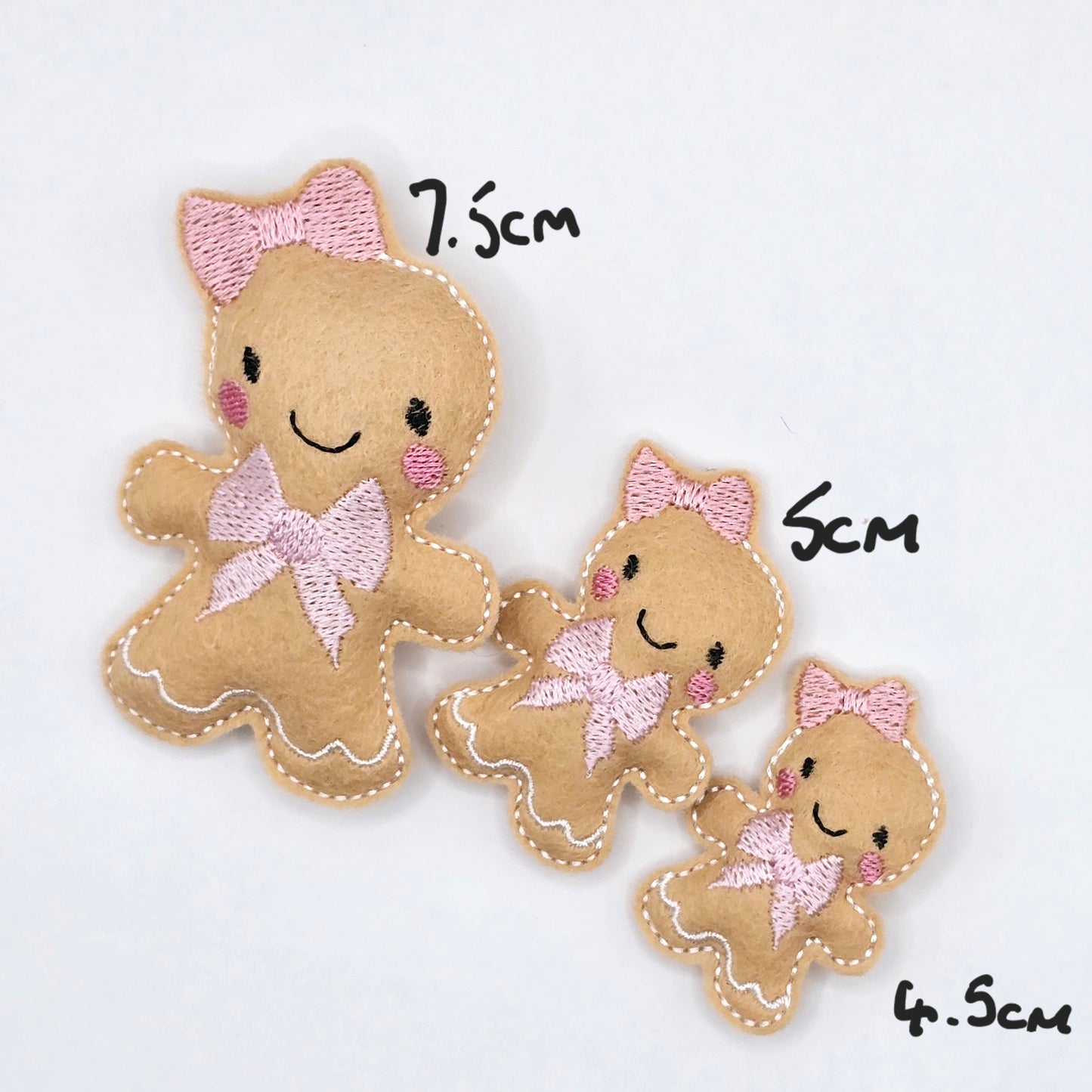 Gingerbread with Pink Bows Stuffies / Strip of 2