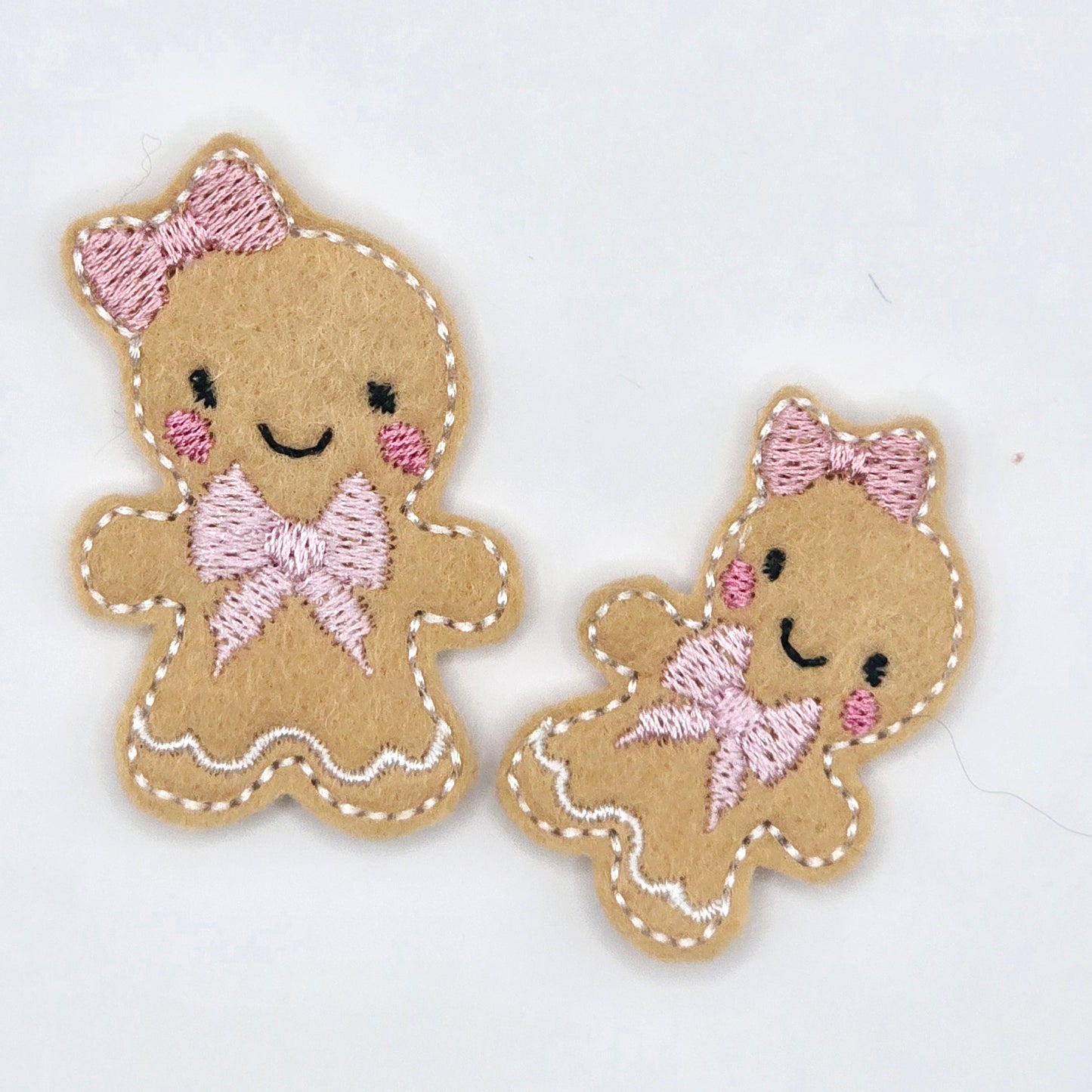 Gingerbread with Pink Bows Felties / Strip of 3