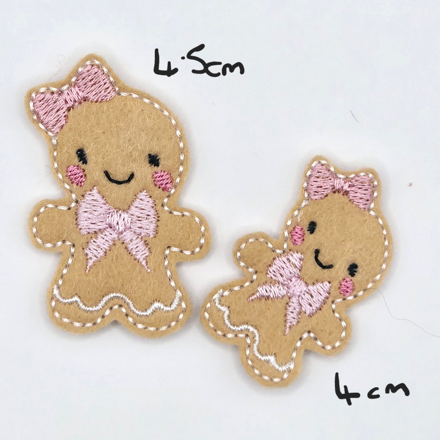 Gingerbread with Pink Bows Felties / Strip of 3