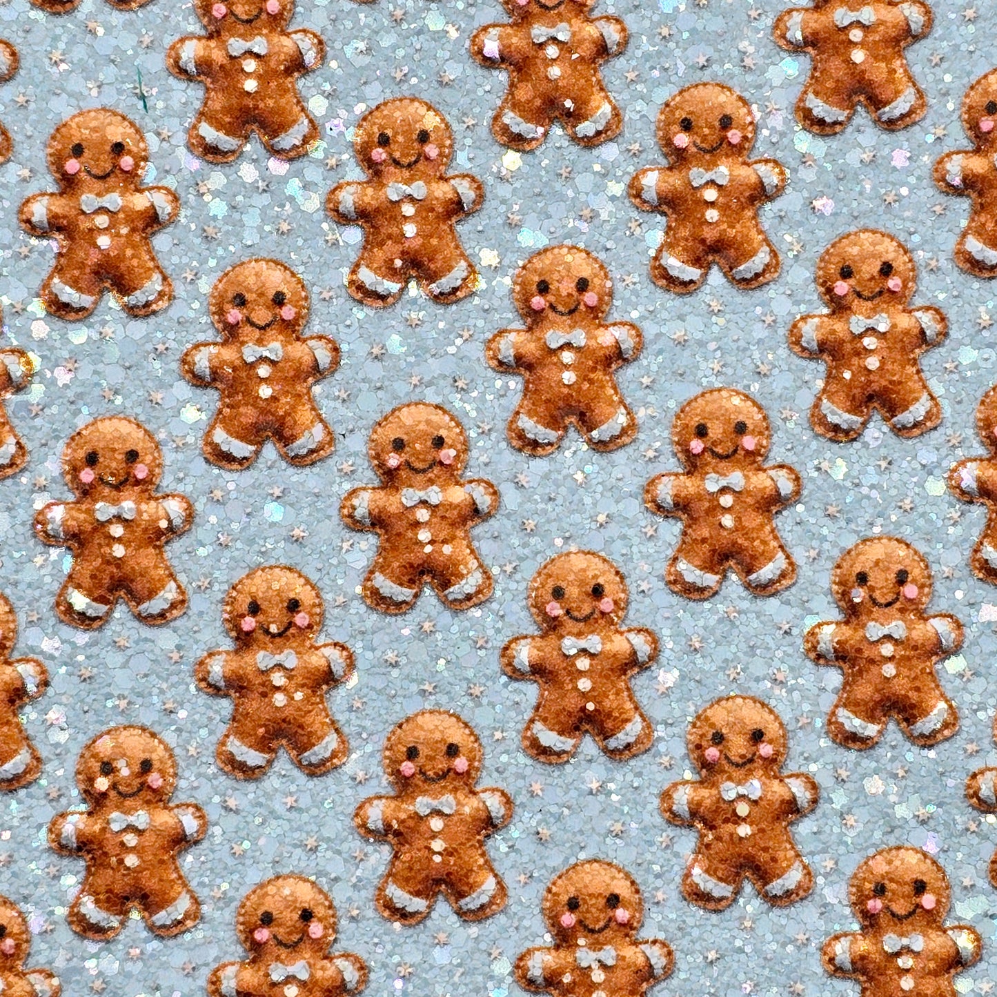 Gingerbread on Blue Stars Chunky Glitter