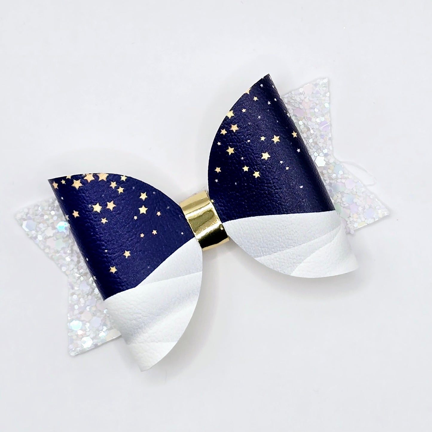 Arctic Winter Night / Silver or Gold Stars| Printed Bow Loops