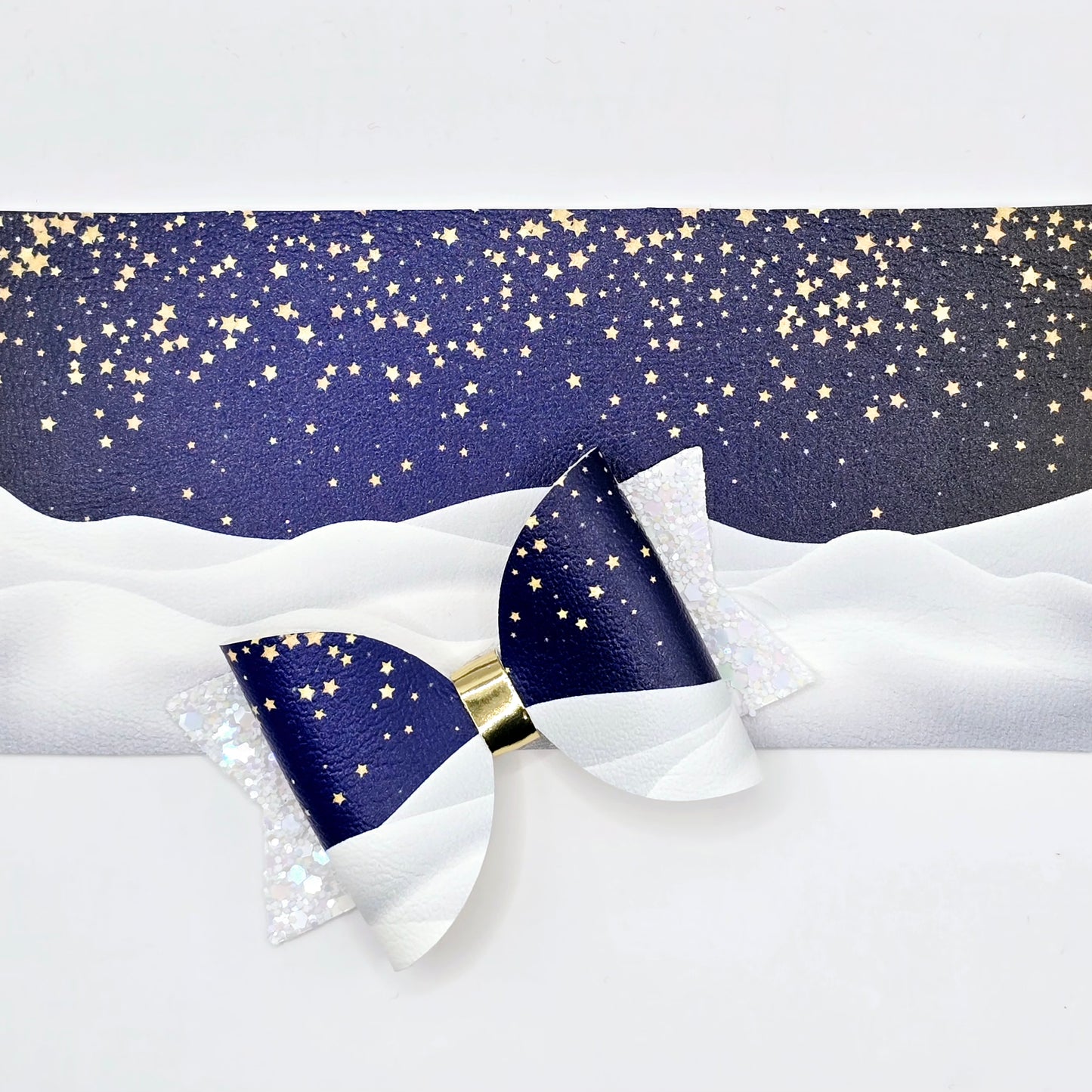 Arctic Winter Night / Silver or Gold Stars| Printed Bow Loops
