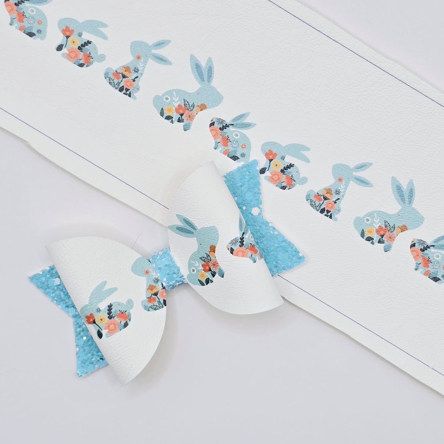 Floral Bunnies Leatherette Fabric Roll