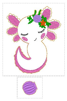 Axolotl Fur Baby Embroidery File - Digital Embroidery File