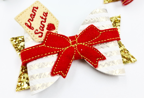 Christmas Gift tag and bow wrap | Digital Embroidery File