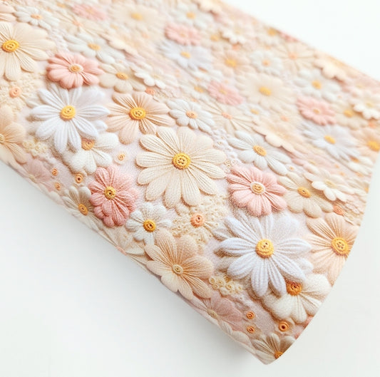 3D Effect Daisies Artisan Leatherette