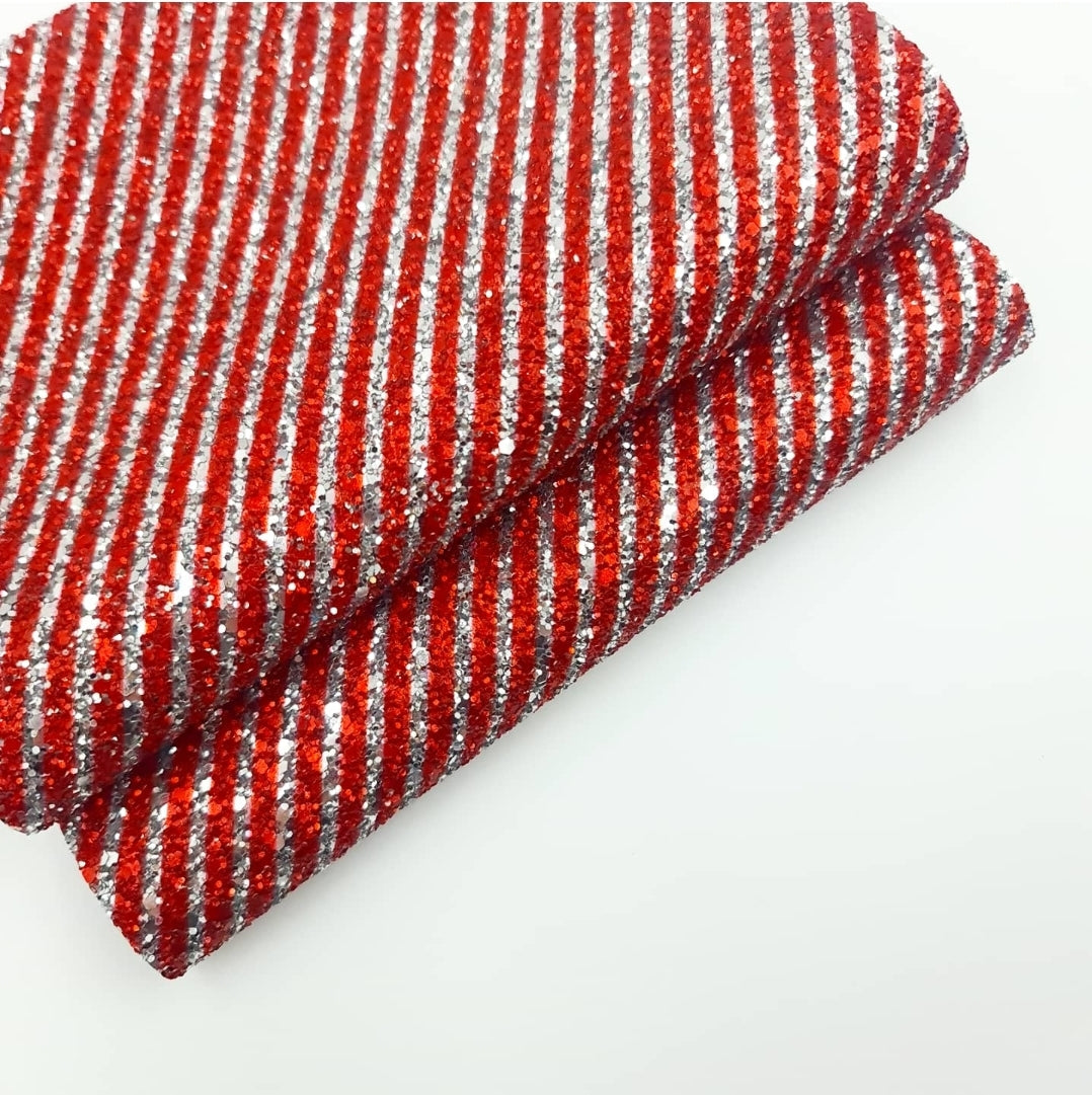 Red & Silver Candy Cane Chunky Glitter