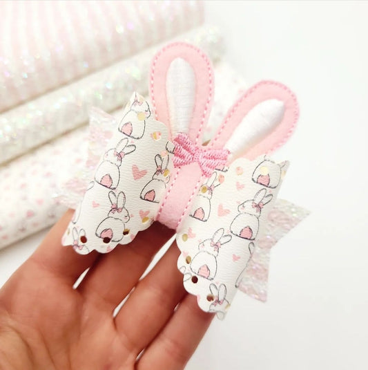 Pink Bunny Ear Bow Peeker