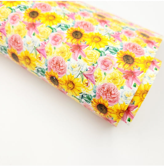 Sunflower & Pink Florals Artisan Leatherette