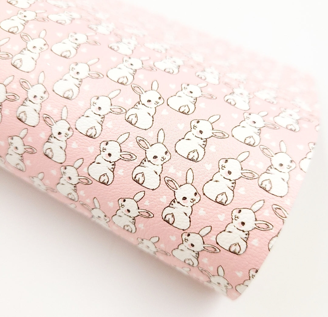 White Rabbit on Pink Artisan Leatherette
