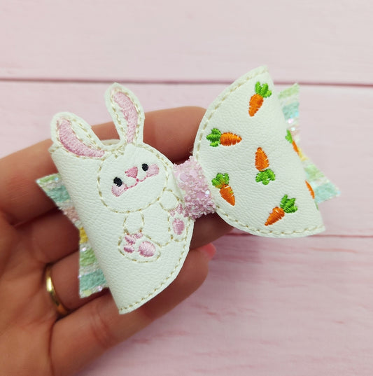 Bunny & Carrot Embroidered Bow Loops