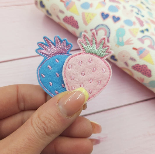 Blue or Pink Strawberry Felties - Strips of 3