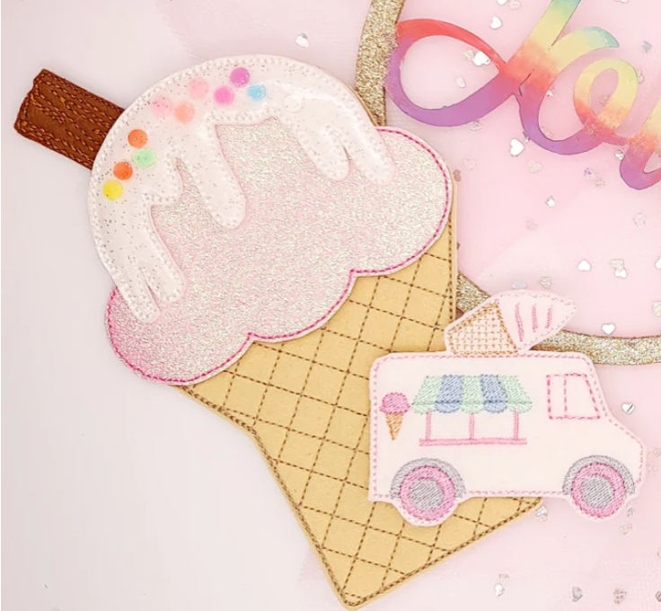 Ice Cream Bow Holder | Digital Embroidery File