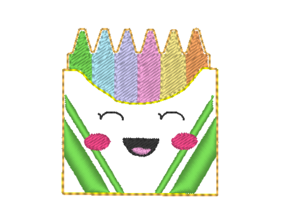 Kawaii School crayons feltie in 3 sizes | Digital Embroidery File