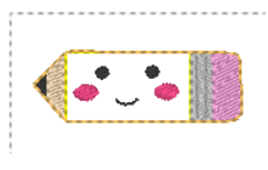 Kawaii School Pencil feltie in 3 sizes | Digital Embroidery File