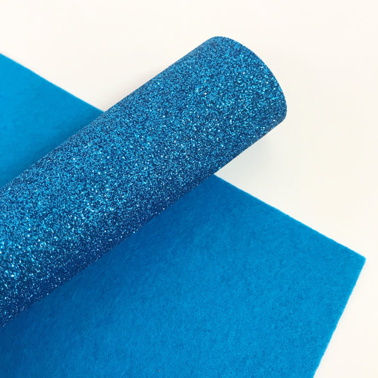 Aqua Blue Glitter Felt