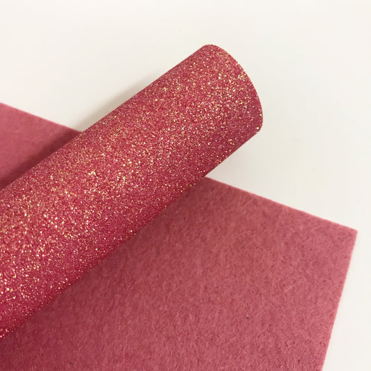 Coral Glitter Felt