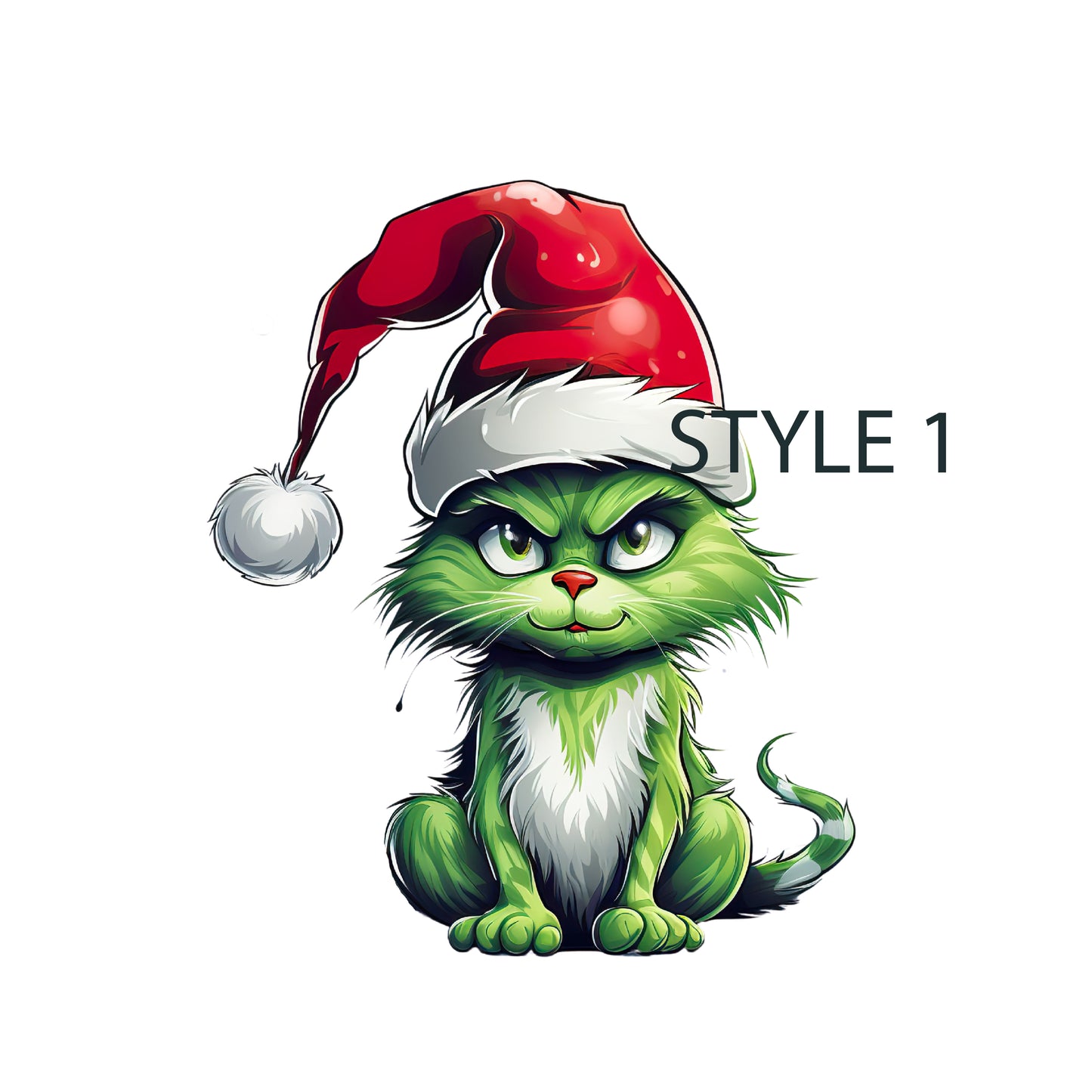 Personalised Grumpy Green Christmas Cat | Printed Bow Loops