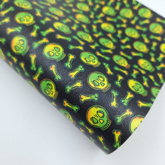 Acid Green Skulls Artisan Leatherette