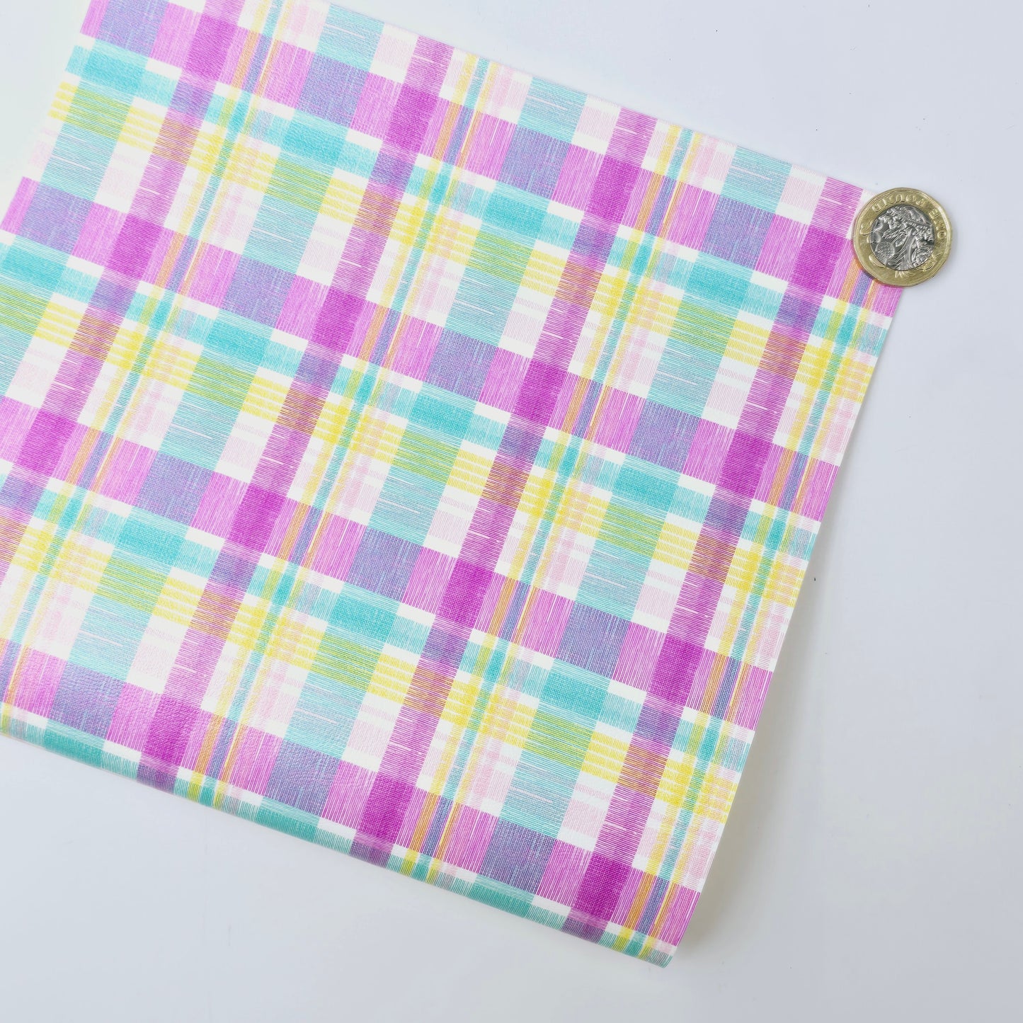 Pink & Aqua Plaid Artisan Leatherette