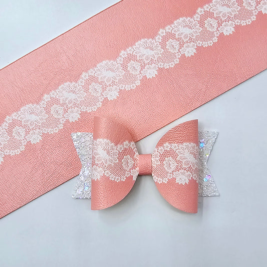 White Lace on Pinky Peach