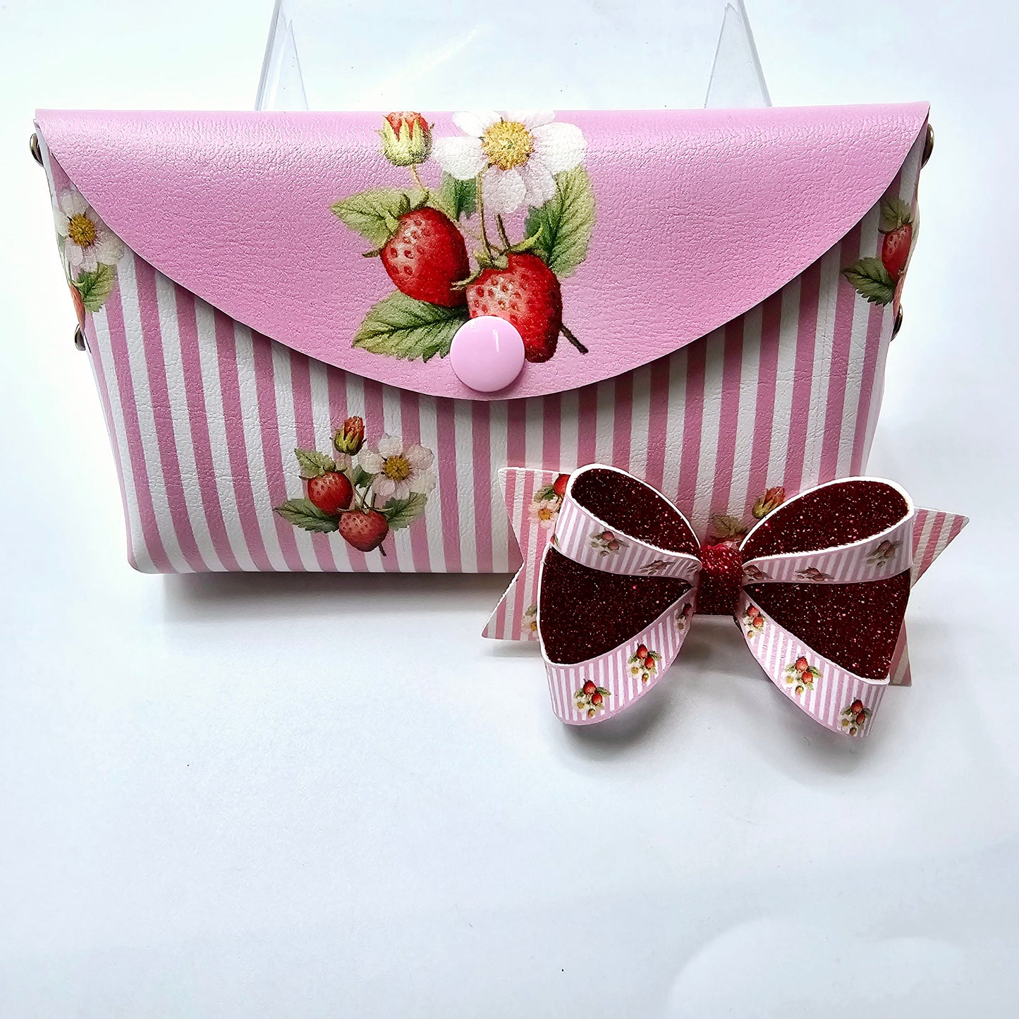 Double Sided Strawberry Stripe Bow Loops