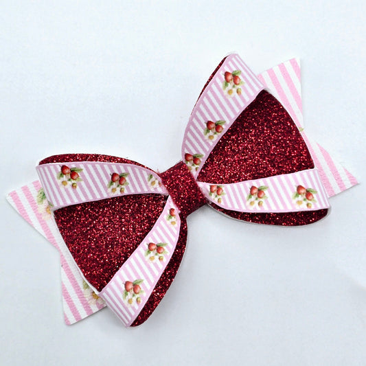Double Sided Strawberry Stripe Bow Loops