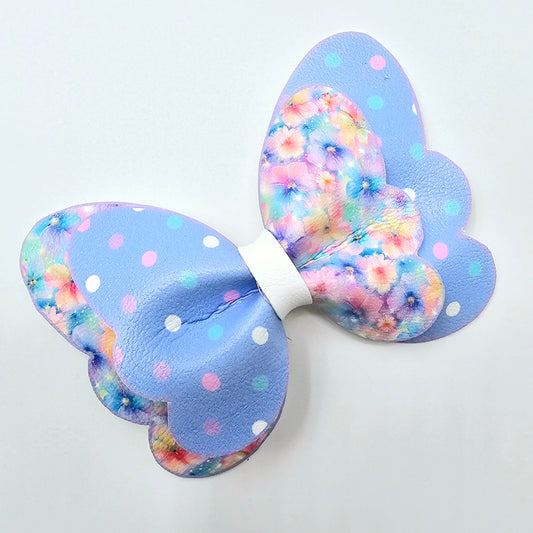 Floral and Polka Dot Double Layered Butterfly Pinch Bows