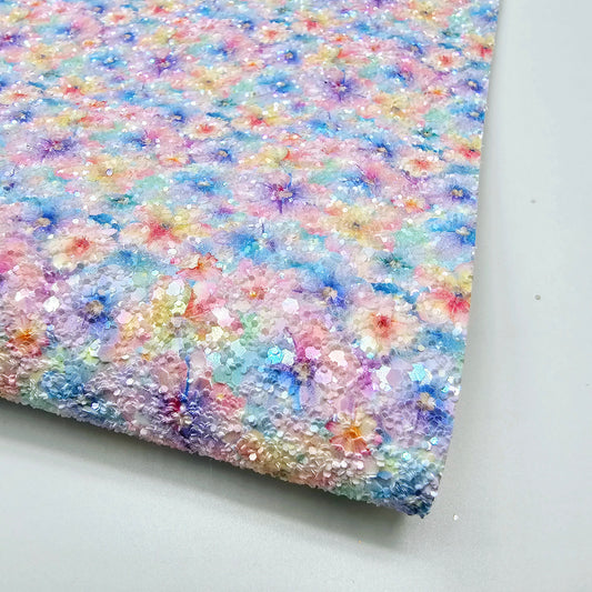 Pastel Pretty Flowers Chunky Glitter