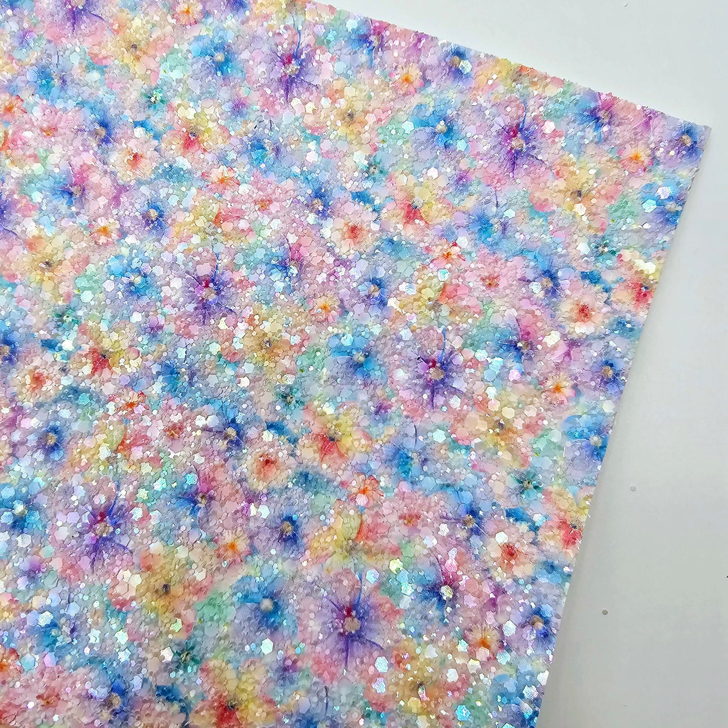 Pastel Pretty Flowers Chunky Glitter