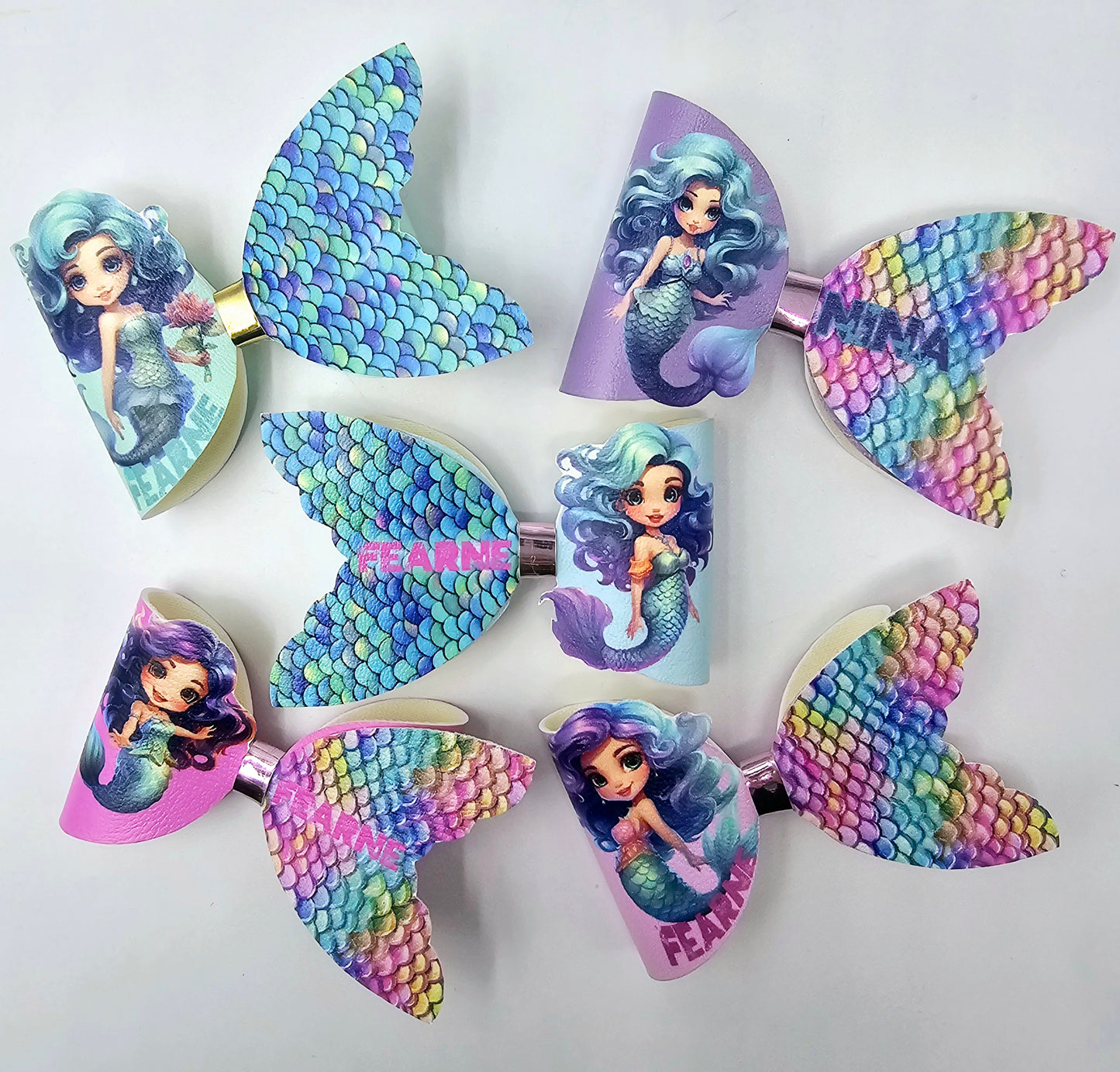 Mermaid Tail | Printed Leatherette Bow Loops