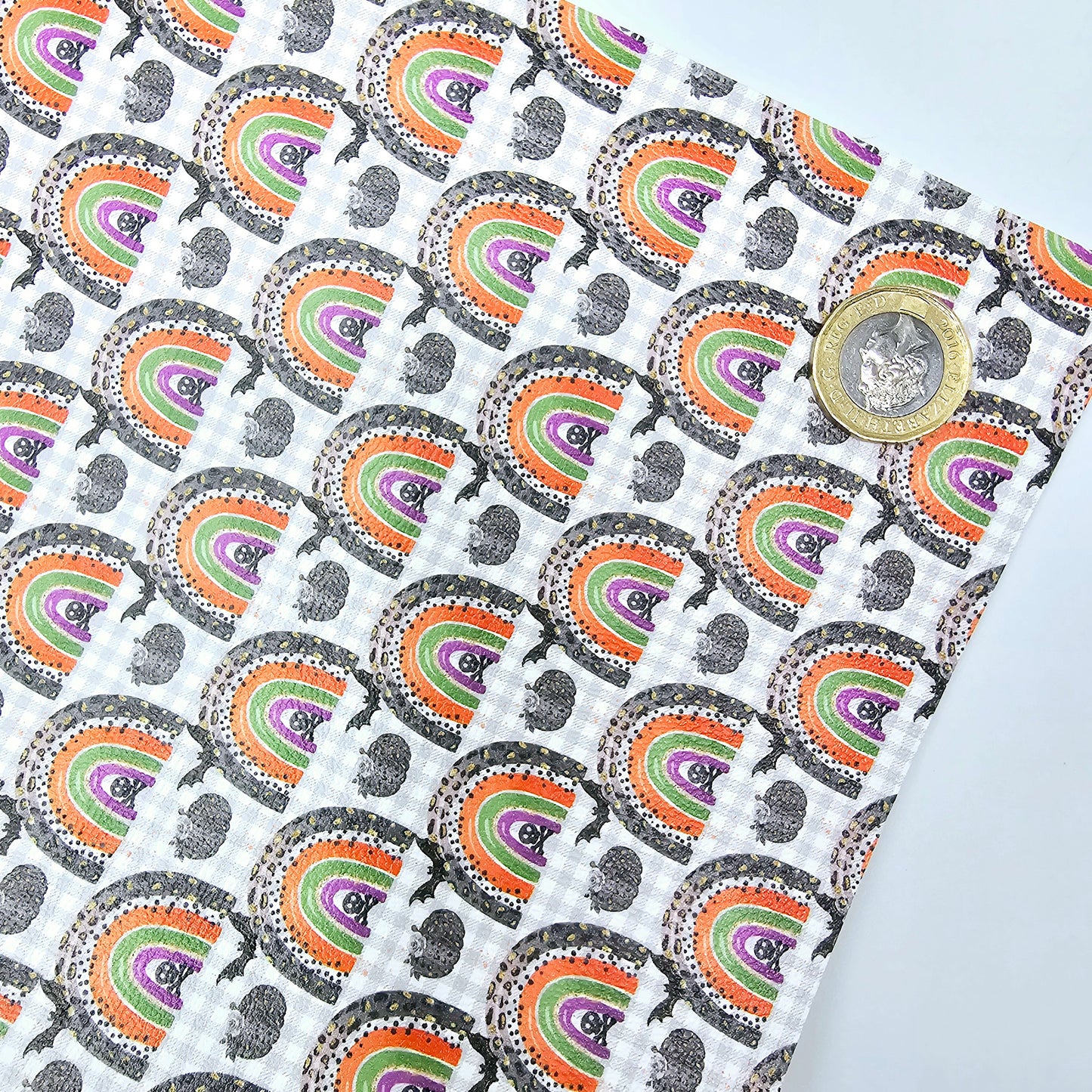 Halloween Rainbow Plaid Leatherette