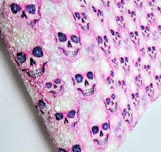 Pastel Pink Skulls Chunky Glitter