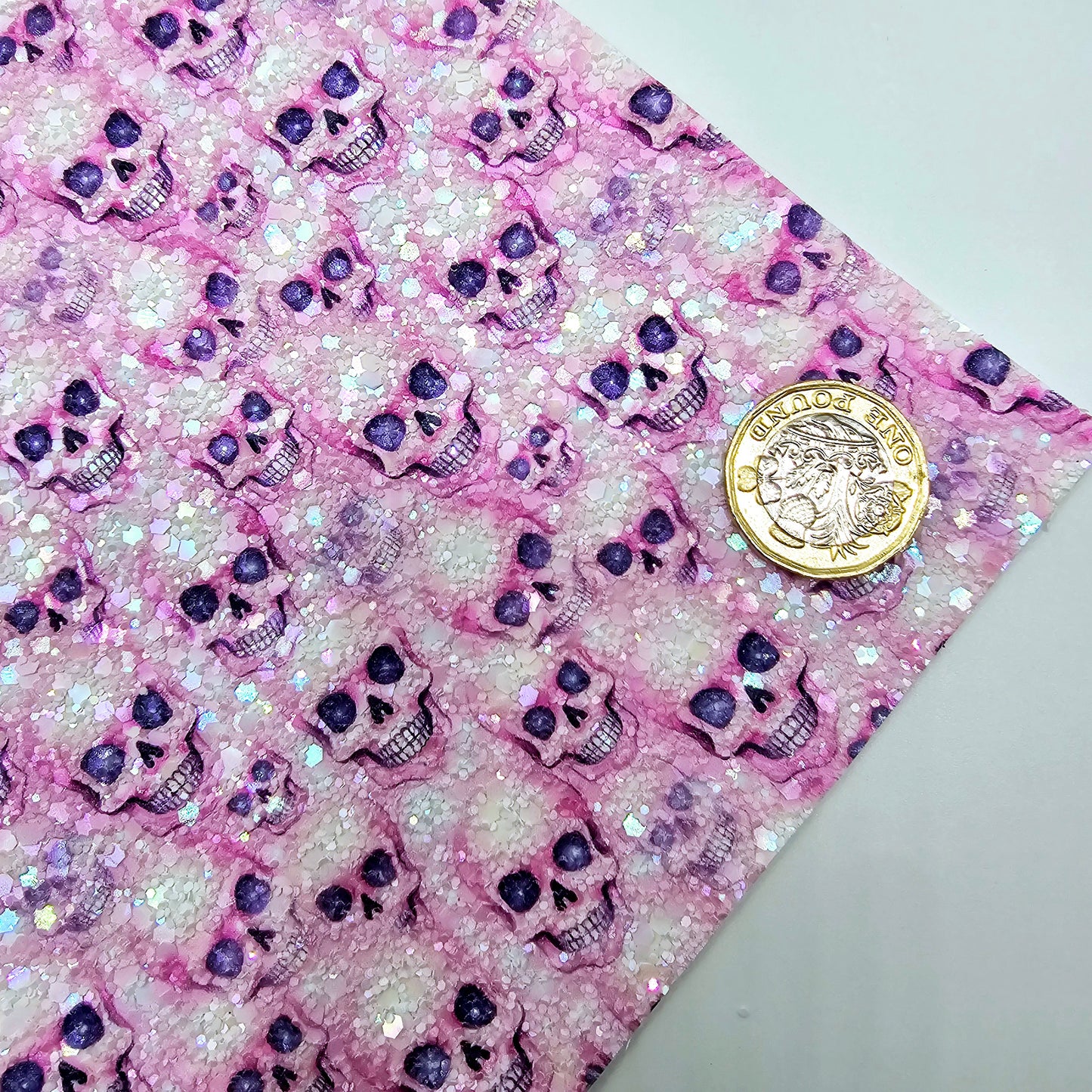 Pastel Pink Skulls Chunky Glitter