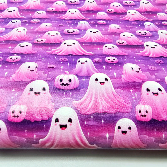 Ghosts on purple ombre background