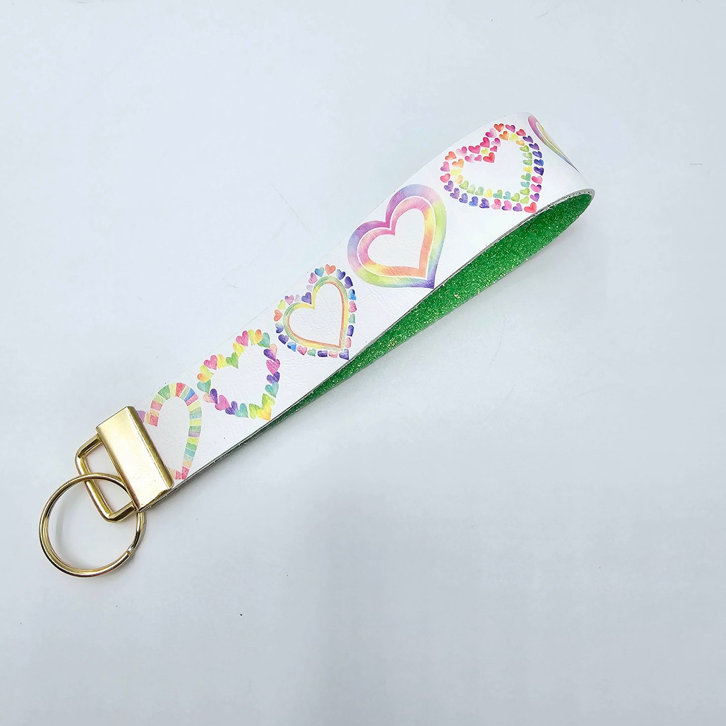 Patterned Love Hearts Wristlet Double Sided Leatherette