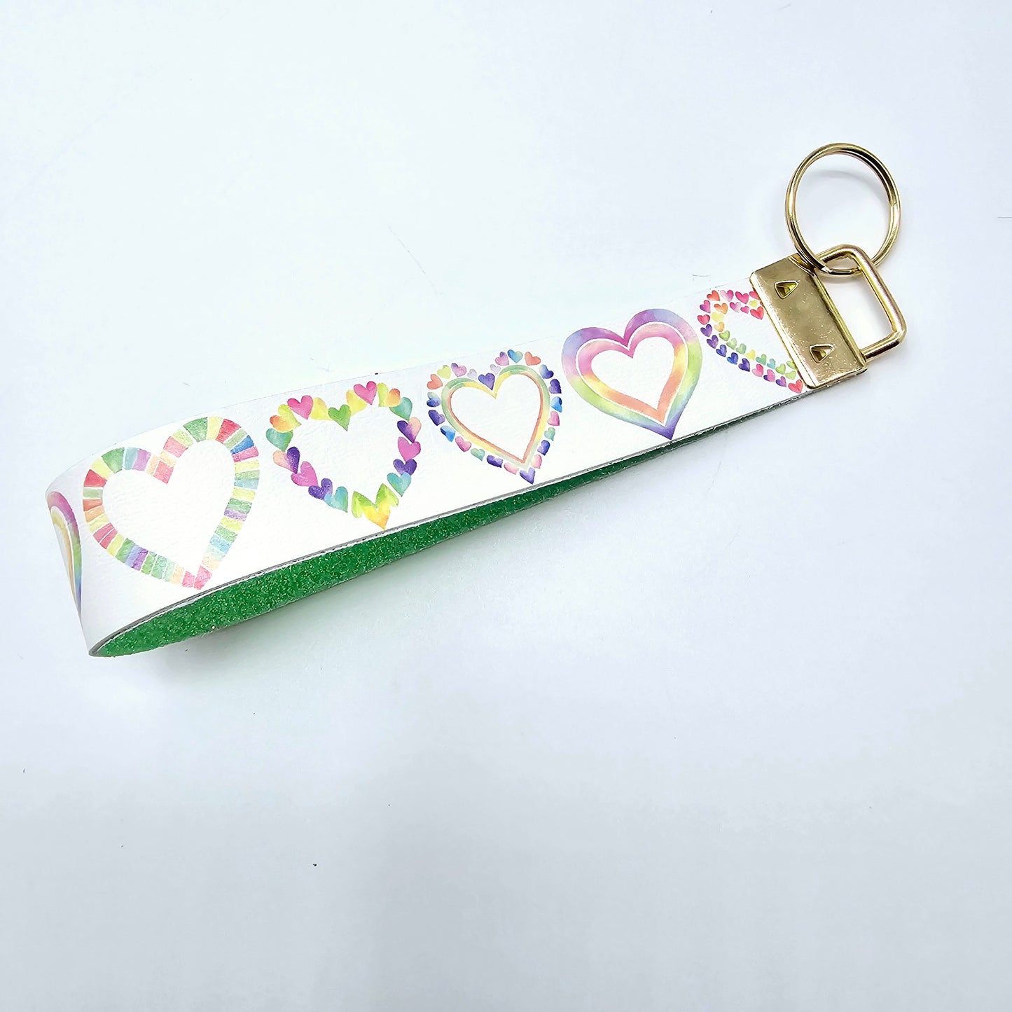 Patterned Love Hearts Wristlet Double Sided Leatherette