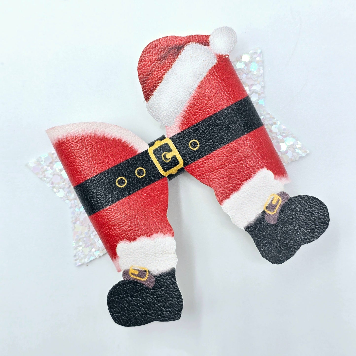 Santa Hat and Boots Leatherette Bow Loops