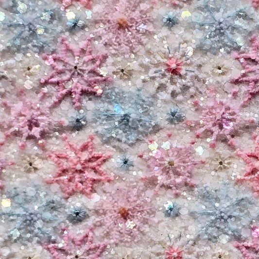 Embroidery Snowflakes on Fur Flowers Chunky Glitter