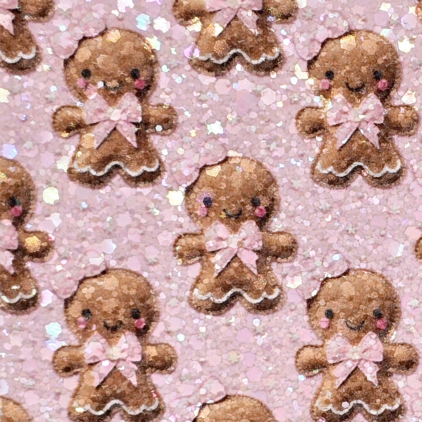 Gingerbread on Pink Stars Chunky Glitter