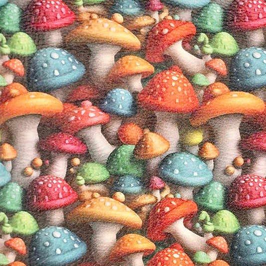 3D Rainbow Mushrooms Artisan Leatherette