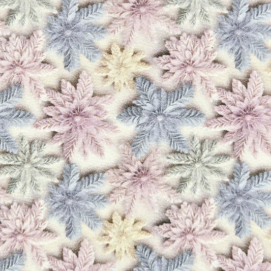 3D Pink & Blue Snowflakes on Cream Artisan Leatherette