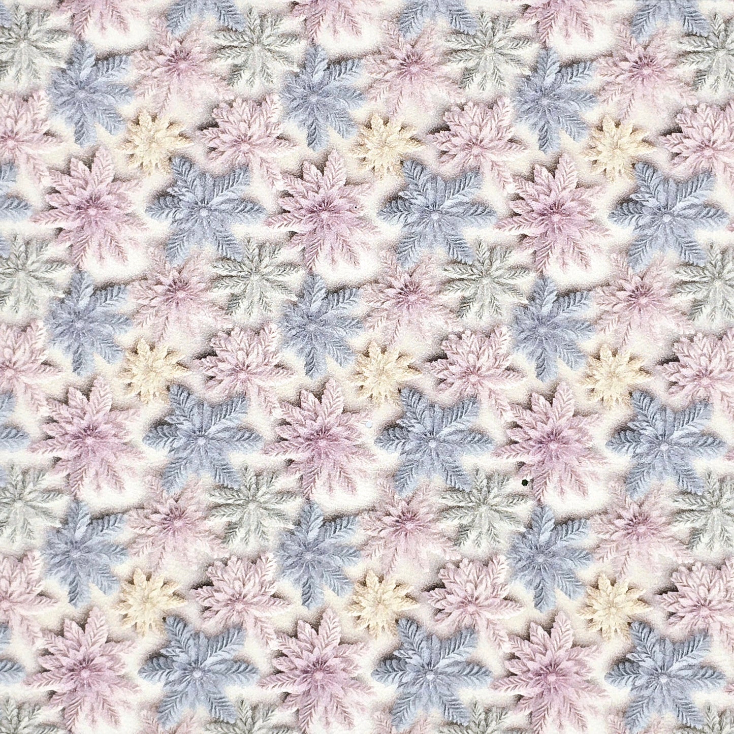 3D Pink & Blue Snowflakes on Cream Artisan Leatherette