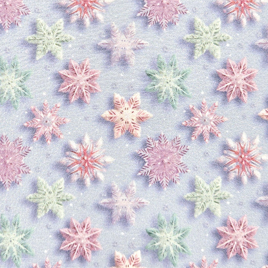 Pink & Mint Snowflakes on Blue Artisan Leatherette