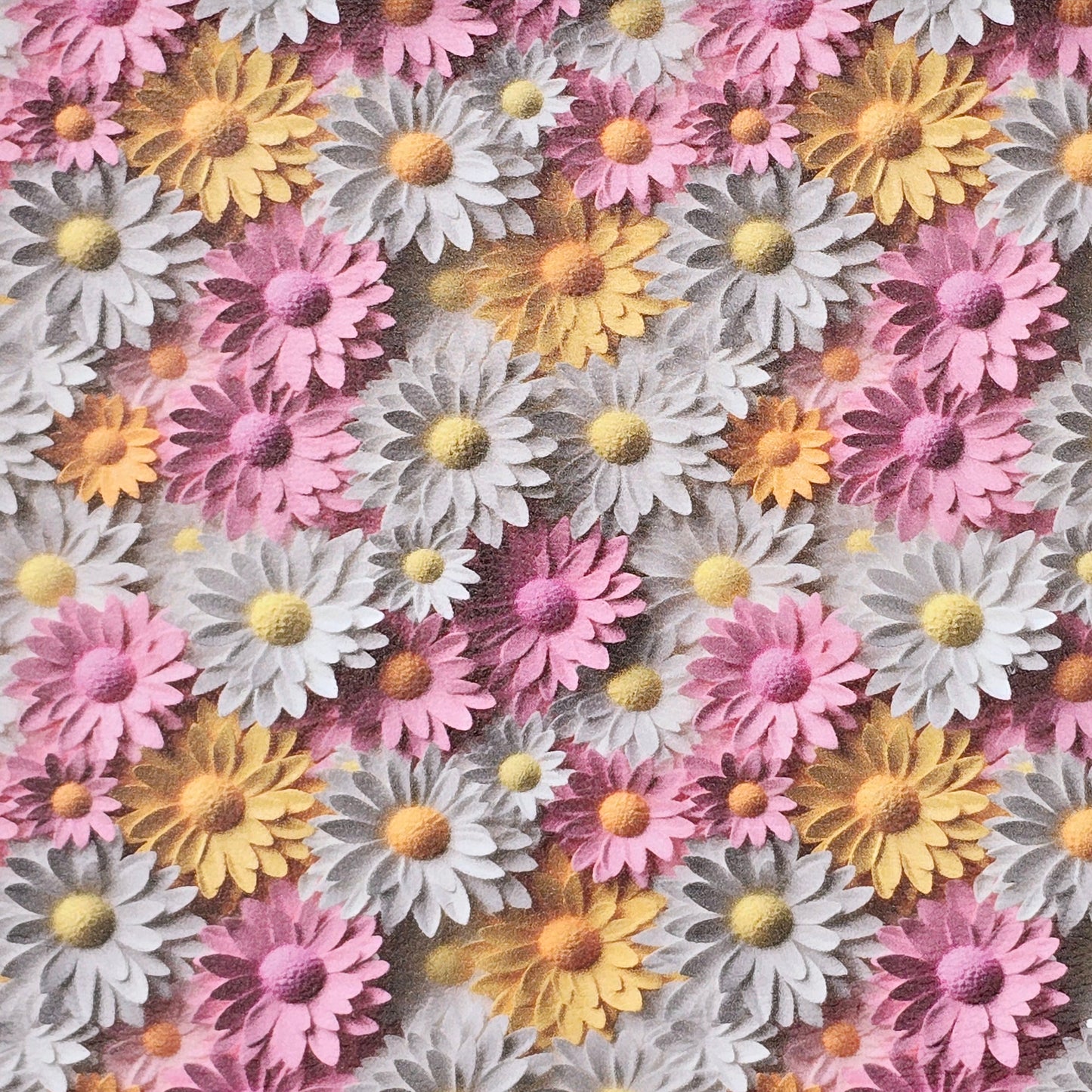 3D Pink, White & Yellow Daisies Artisan Leatherette