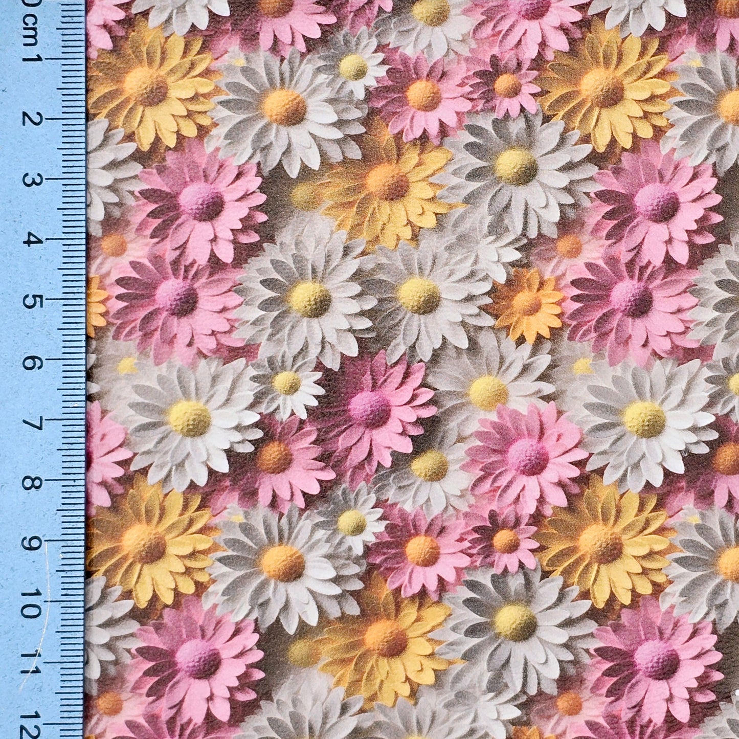 3D Pink, White & Yellow Daisies Artisan Leatherette